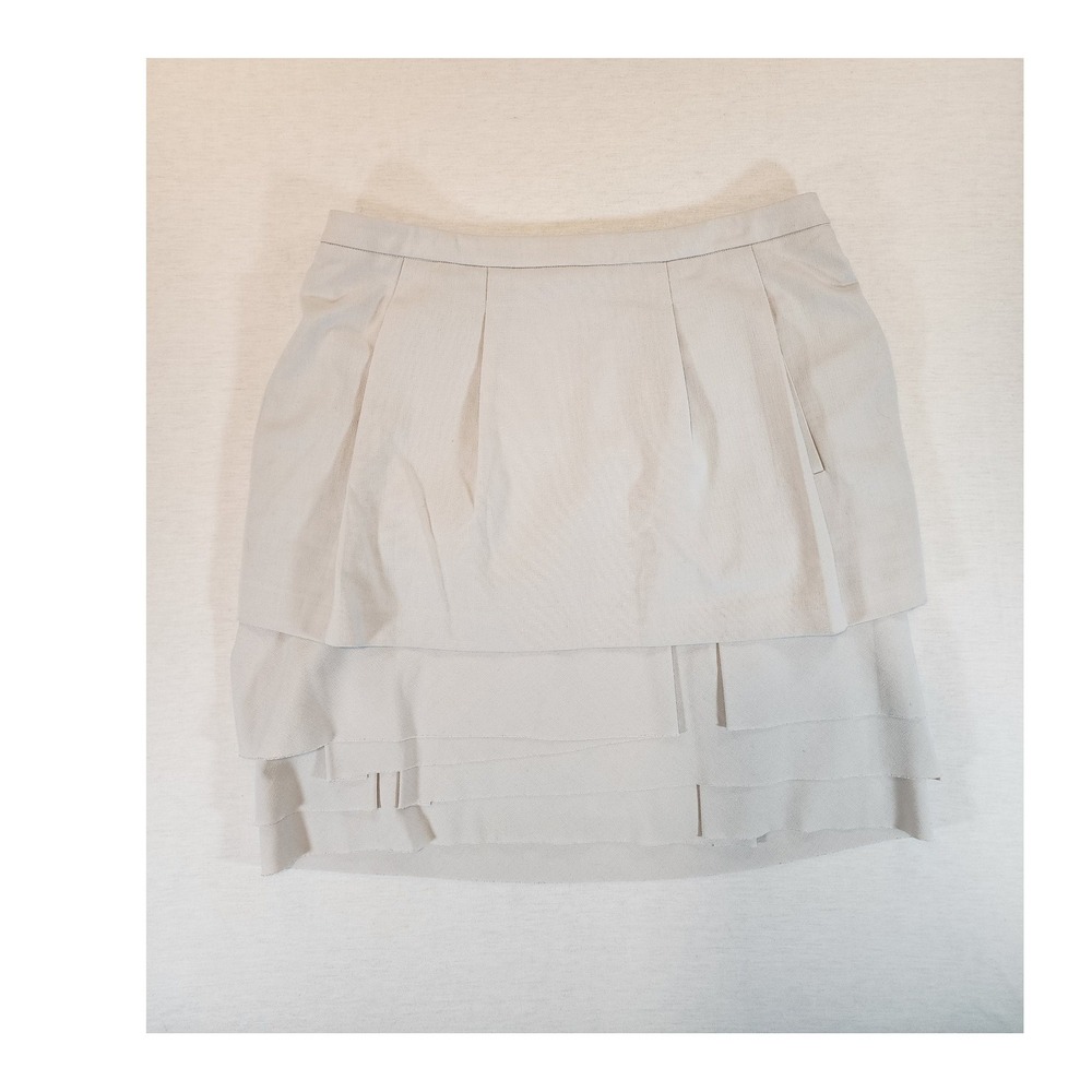 BCBGMAXAZRIA Tiered Folded Mini Skirt Skirt Women‎ 12 Light Pearl Grey AOF3B680